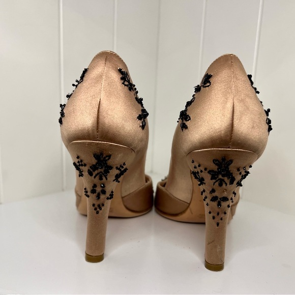Prada Pink Satin Black Embroidered Mary Jane Heels - Picture 2 of 5
